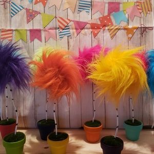 10 single Truffula trees with painted pots and choice of colors